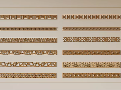 Various Ornamental Wooden Borders With Intricate Carved Patterns 3d model