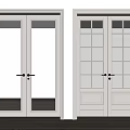 Light Gray Double Doors With Ribbed And Grid Glass Panes In White Frames Interior 3d model