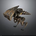 Rusty Mechanical Creature Character With Armored Shell And Multi Legs Design