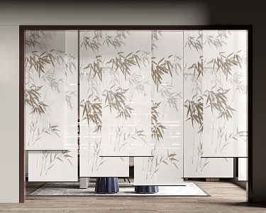 New Chinese-style draw curtain 3d model