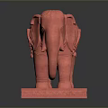 Red Elephant Sculpture 3D Model On Red Stand Base With Intricate Design 3d model