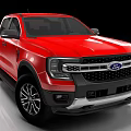 Red Ford Pickup Truck With Modern Front Design And Stylish Chrome Grille