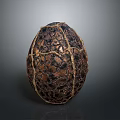 Dark Brown Gold Sphere Daily Necessities with Net Wrapped Cracked Texture Surface 3d model