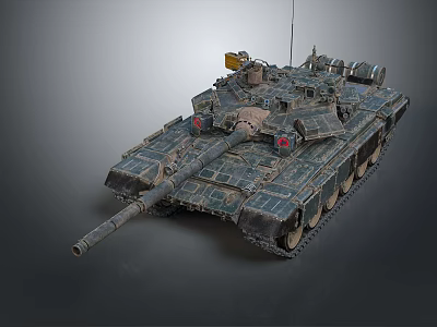 Military Tank With Camouflage Pattern Main Gun Barrel Tracks And Equipment Design 3d model
