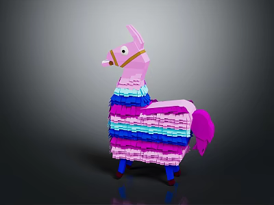 Colorful Striped Llama Doll With Pink Blue Purple Tail And Layers 3d model