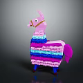 Colorful Striped Llama Doll With Pink Blue Purple Tail And Layers