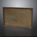 Stylish Wooden Frame Tray With Cork Surface And White Architectural Designs