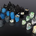 Colorful Disposable Trash Bags For Household Use Filled With Various Waste Materials