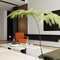 Modern Open Living And Dining Room With Sofa Coffee Table And Natural Light