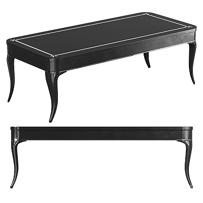Elegant Black Desk With Curved Legs Smooth Surface And Decorative Edge Lines 3d model