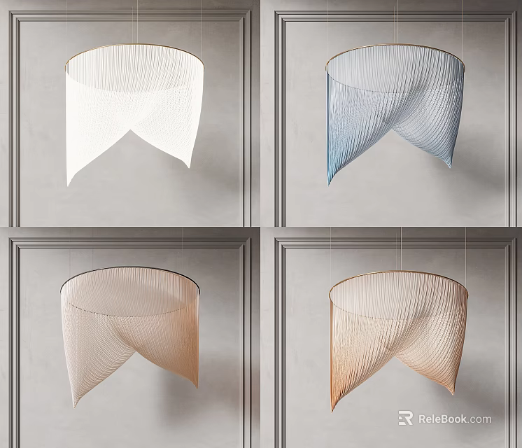 Modern Woven Pendant Light Designs In White Blue Beige And Orange Colors 3d model 