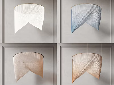 Modern Woven Pendant Light Designs In White Blue Beige And Orange Colors 3d model