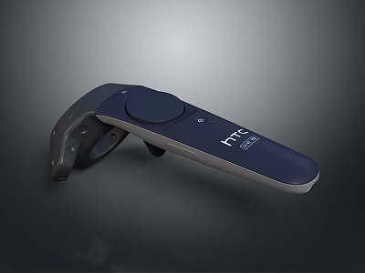HTC Vive VR Controller With Blue And Gray Design Button And Ergonomic Grip 3d model