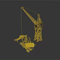 Tall Industrial Tower Crane Lifting Heavy Equipment On Construction Site