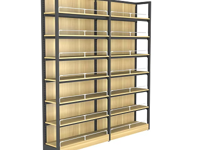 Modern Retail Display Shelving Unit With Wooden Shelves And Metal Frame For Product 3d model