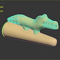 Golden Crocodile Reptile Figurine With Shiny Surface And Reflective Base