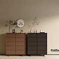 Modern Entryway Cabinet And Sideboard With Plants Clock Decorative Items On Beige Wall