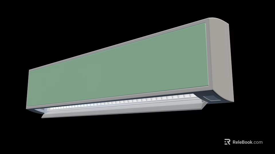 Wall Mounted Air Conditioner Fan with Green Panel White Frame and LED Lighting Strip 3d model 