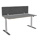 Height Adjustable Office Desk With White Tabletop And Gray Partition Panel 3d model