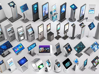 Innovative Smart Machines with Interactive Touchscreens Self Service Kiosks and Information Stations 3d model