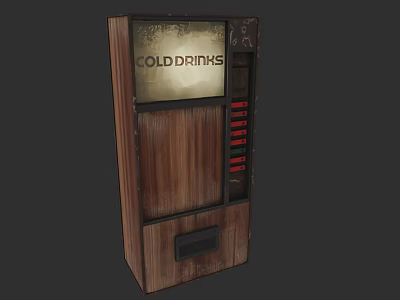 Commercial Cold Drinks Vending Machine With Classic Wooden Design And Dispensing Slots 3d model