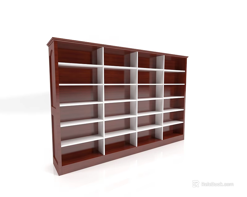 Dark Brown Open Bookcase With White Shelves Modern Home Interior Design Style 3d model