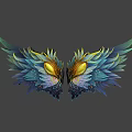 Colorful Mythical Wings With Yellow Eyes And Intricate Feather Details