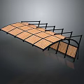 Outdoor Canopy With Wooden Slats And Black Metal Frame For Home Use