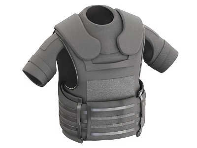 Gray Tactical Protective Vest With Shoulder Pads Chest Pads And Waist Straps 3d model