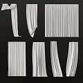 White Curtains In Various Styles Including Pleated Draped And Tied Designs 3d model