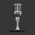 Classic Vintage Retro Microphone With Metallic Grille Stand And Shiny Base