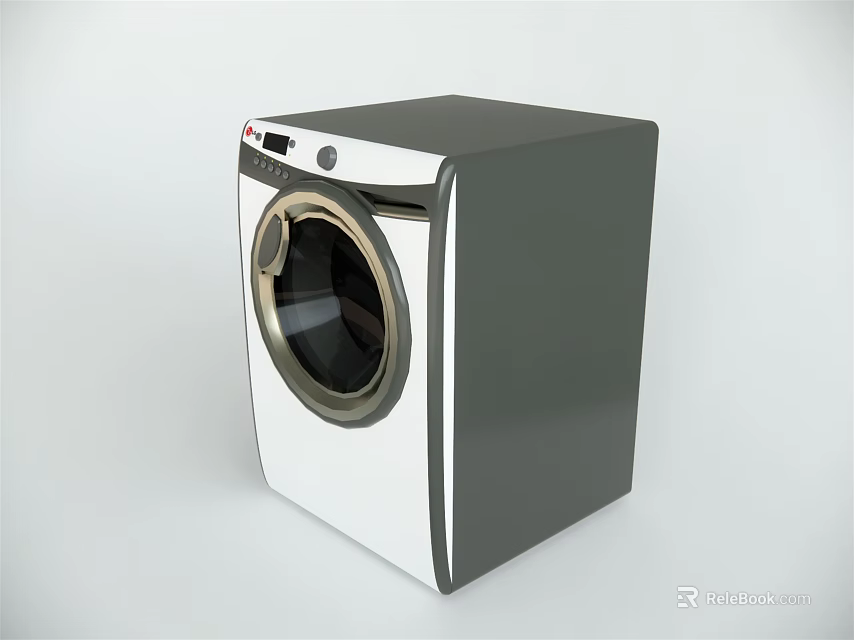 Modern Front Load Washing Machine With White And Dark Gray Design And Control Panel 3d model