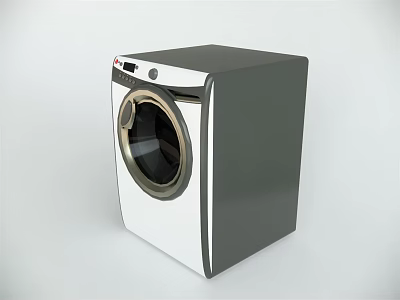 Modern Front Load Washing Machine With White And Dark Gray Design And Control Panel 3d model