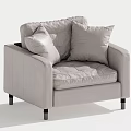 Modern Light Gray Single Sofa With Soft Fabric Cushion Armrest And Pillows