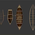 Four Wooden Boat Skeleton Models On Dark Background With Reflections 3d model