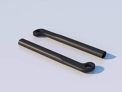 Black Long Handle Open End Wrenches On Light Blue Background 3d model