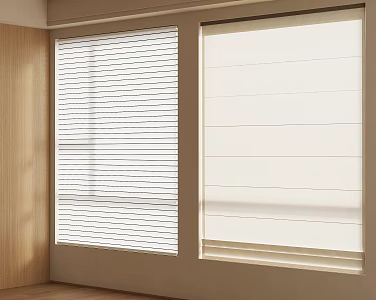 Cream wind curtain blinds venetian blinds 3d model