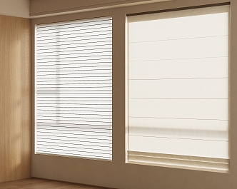 Cream wind curtain blinds venetian blinds 3d model