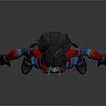 3D Sci Fi Character Model In Blue Red Costume With Helmet And Standing Pose
