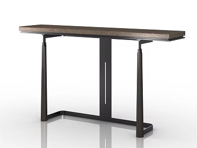Modern Console Table With Wooden Top And Sleek Metal Frame Design 3d model