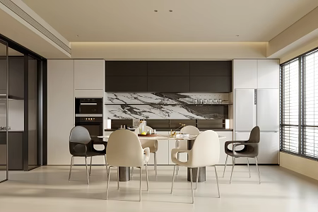 Modern Restaurant Dining Chair Single Chair Oven Dining Table 3d model