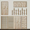 New Chinese Partition Log Railing Trunk Wood 3d model