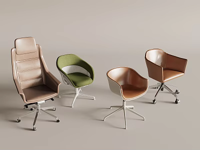 Modern Office Chairs Featuring Leather Upholstery Various Colors And Different Designs 3d model