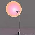 Modern Colorful Floor Lamp with Black Stand and Spherical Shade in Pink Yellow Blue Tones