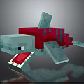 Pixel Art Turtle With Blue Body Red Shell Minecraft Inspired Floating On Reflective Surface