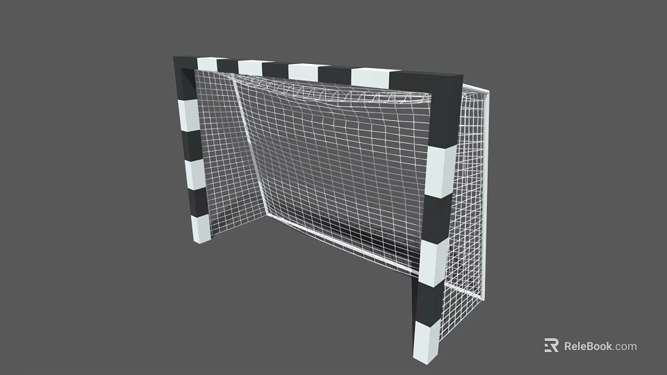 Sports Equipment Football Goal with Black and White Frame and Net for Training 3d model 