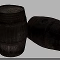 Two Vintage Wooden Barrels With Rustic Texture And Metal Hoops For Home Decor