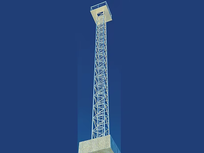 Tall Modern Metal Structure Tower With Top Observation Platform And Square Base 3d model
