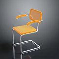 Modern Orange Mesh Back Chair With Metal Frame And Comfortable Seat