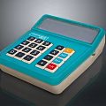 Portable Electronic Calculator With Turquoise And White Design Display Screen And Numeric Keypad 3d model